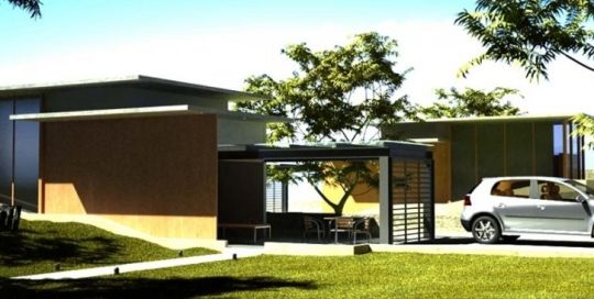 Restituzione 3D di edificio residenziale, con inserimento paesaggistico