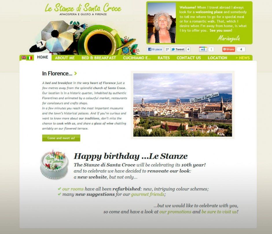 Ecco un bel sito web realizzato per un Bed & Breakfast a Firenze