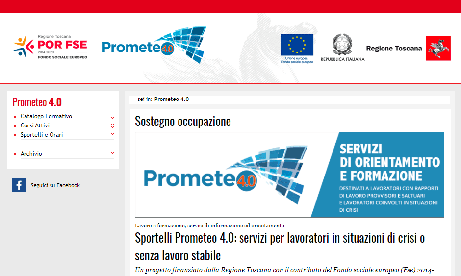 Prometeo 4 sito per Regione Toscana